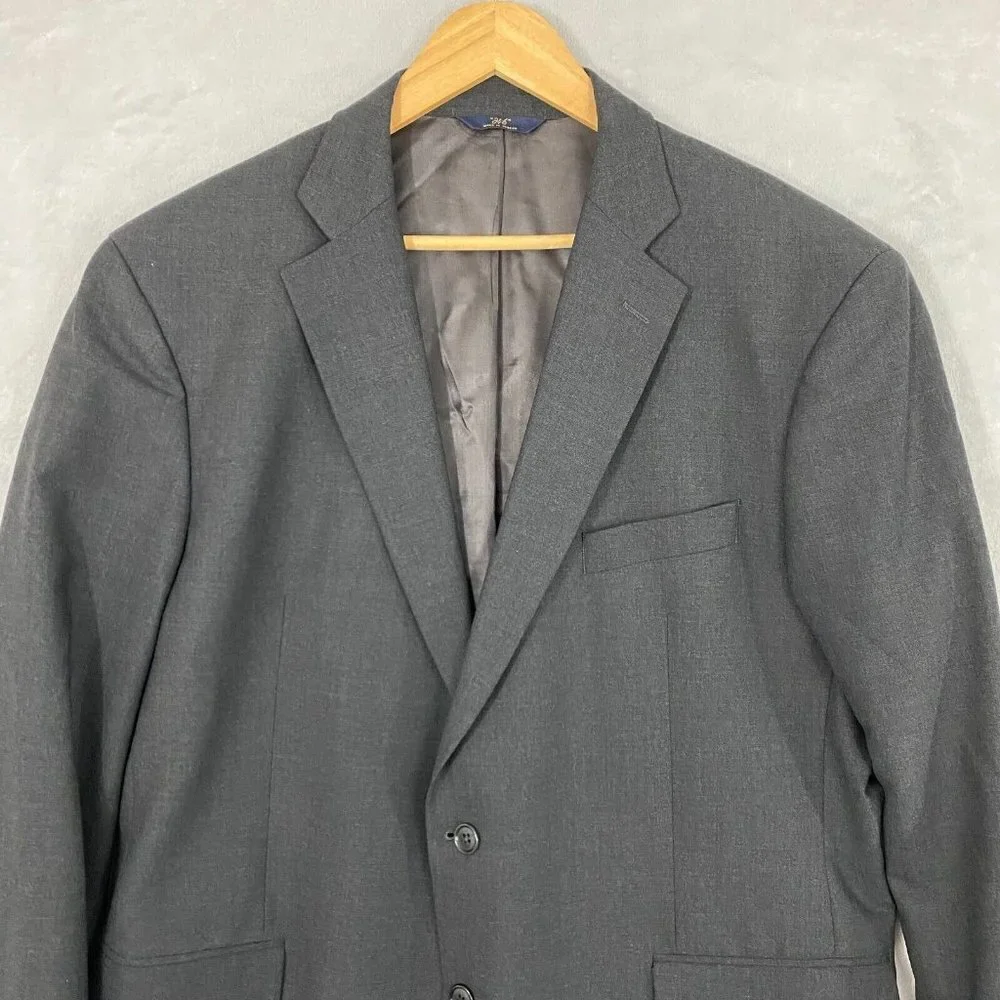 Brooks Brothers Stretch Wool Blazer Sport‎ Coat Men's 46R Gray Suit Jacket